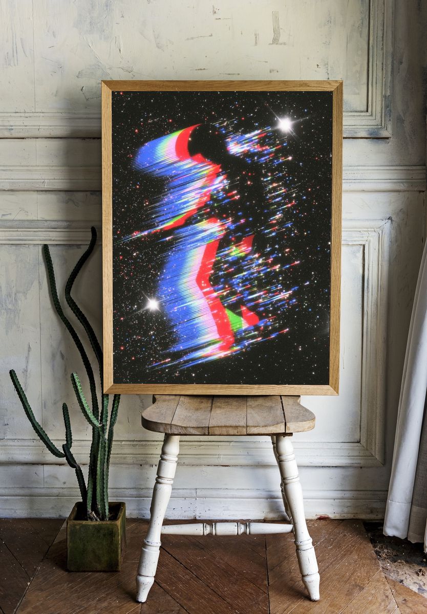 Glitchy Cosmic Figure Print. — room view 1