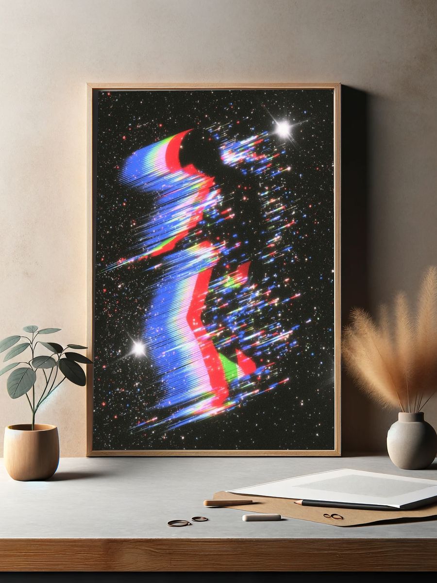 Glitchy Cosmic Figure Print. — room view 2