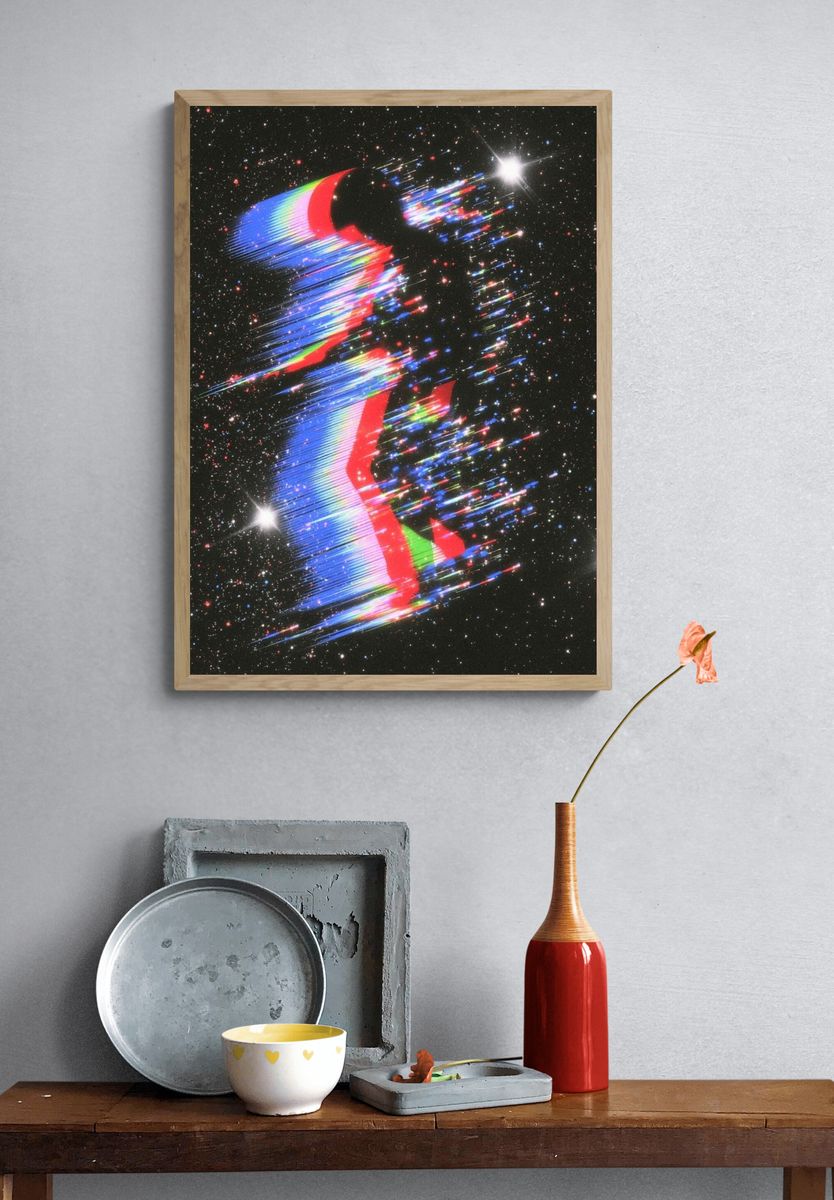 Glitchy Cosmic Figure Print. — room view 3