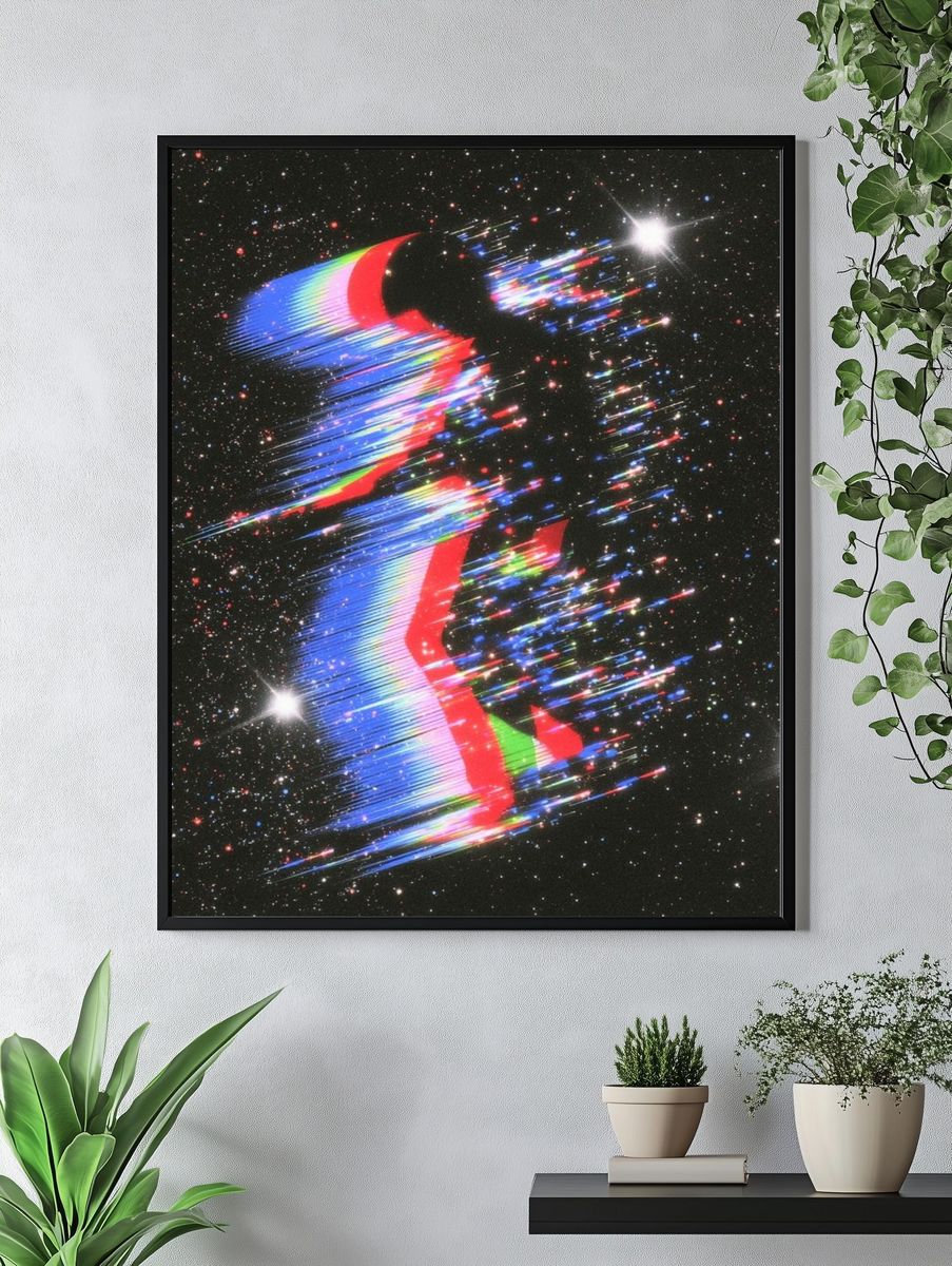 Glitchy Cosmic Figure Print. — room view 4