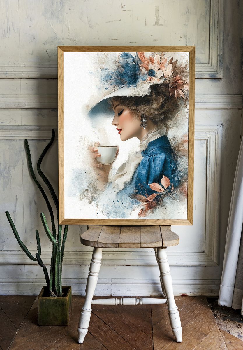 Human and AI Connection Digital Art Poster. — room view 1