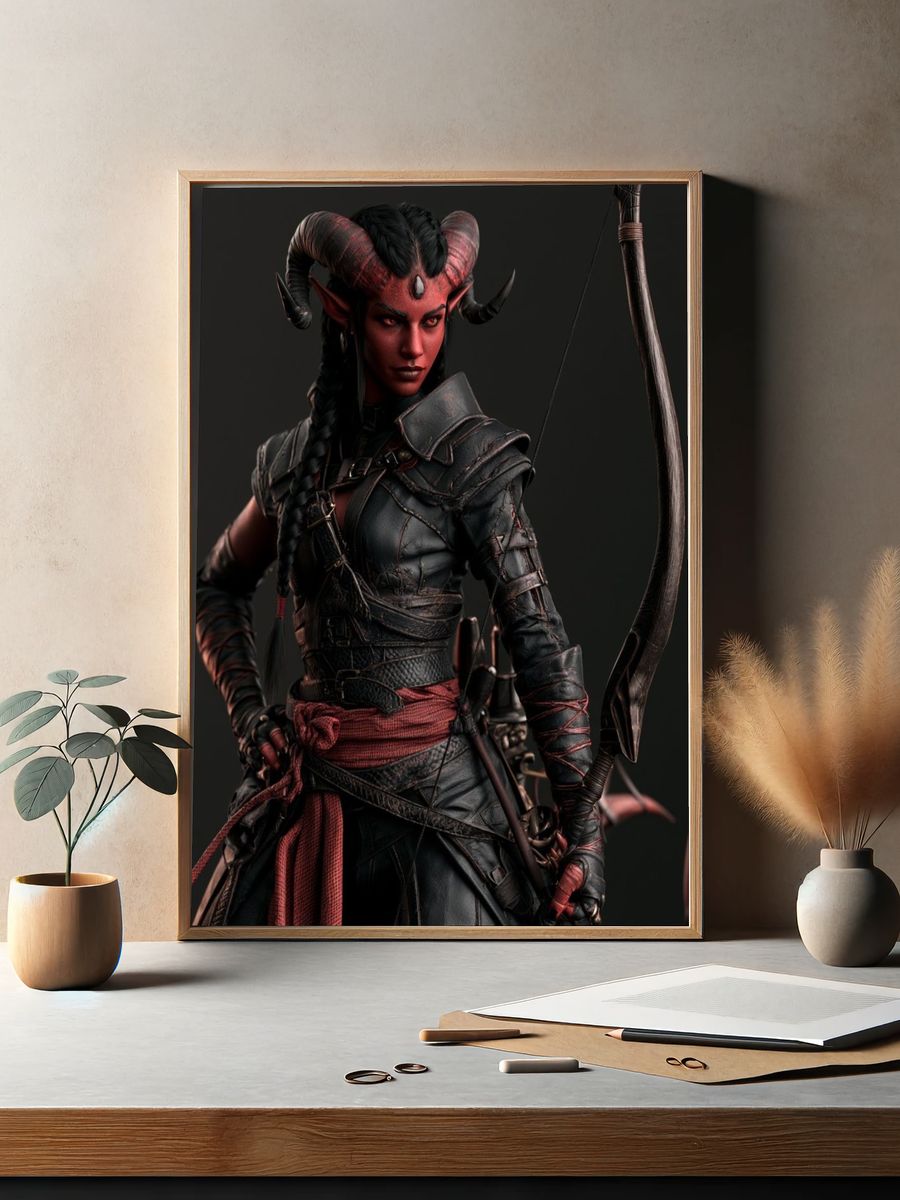 Demon Archer Digital Art Poster. — room view 2