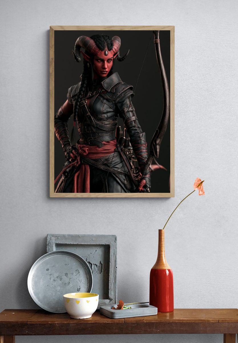 Demon Archer Digital Art Poster. — room view 3