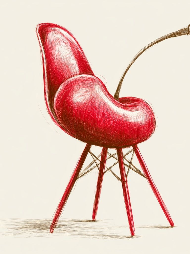 Red Chair Sketch Illustration Poster. poster detail
