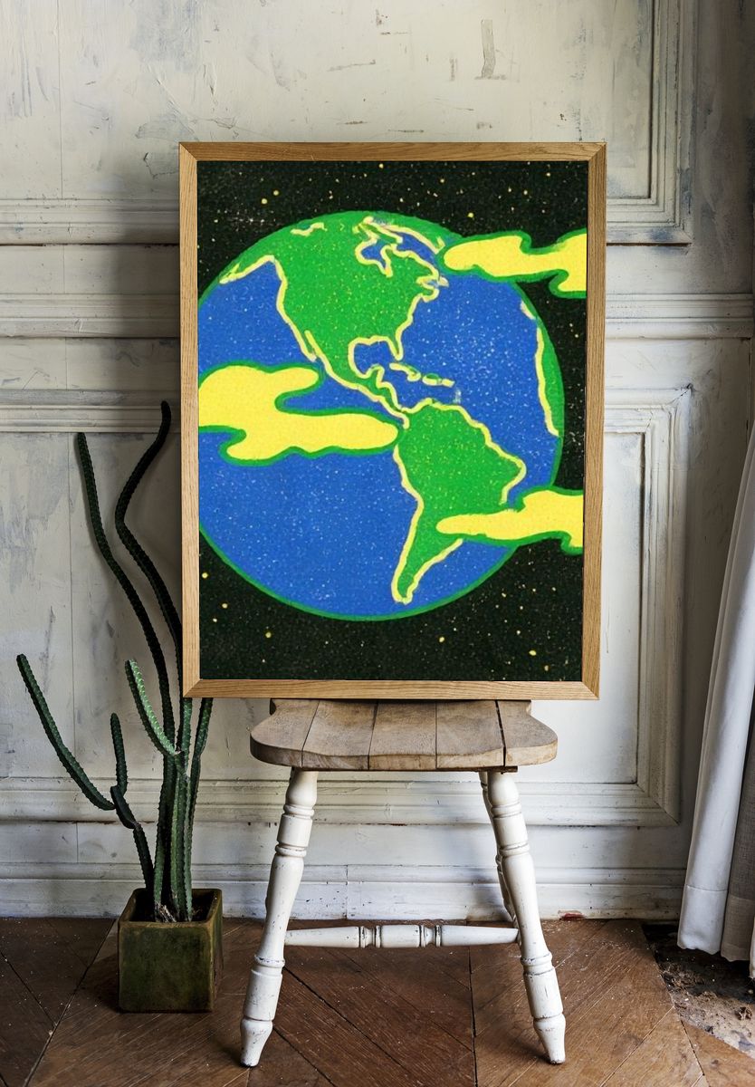 Earth in Space Illustration Poster. — room view 1