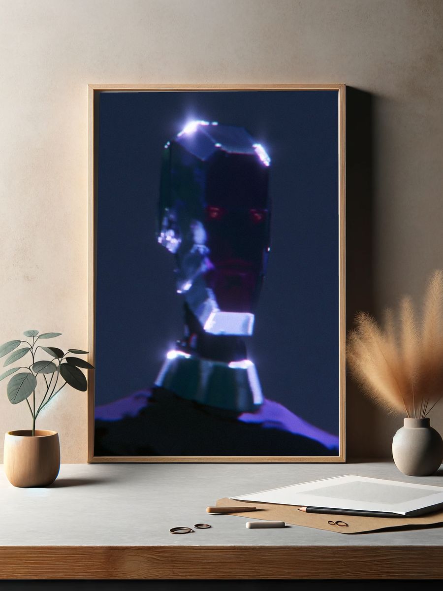 Glowing Crystal Head Portrait Print. — room view 2