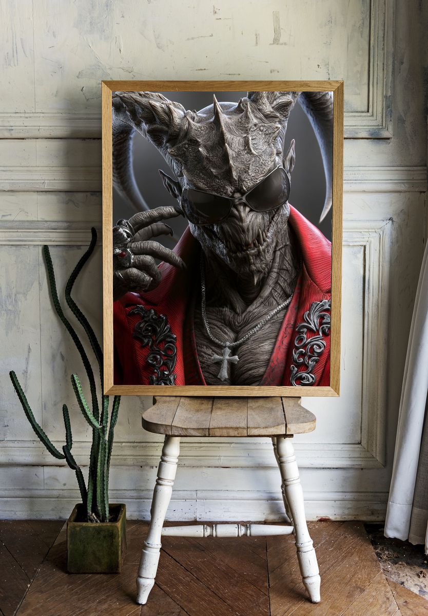 Demonic Dragon Portrait Poster. — room view 1