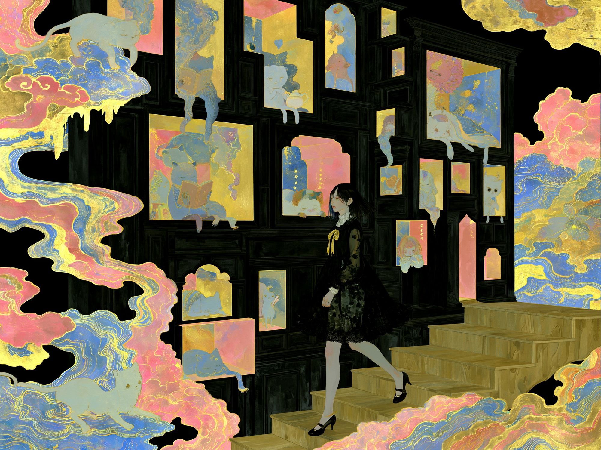 Surreal Cat Gallery Illustration Poster. poster — illustration art