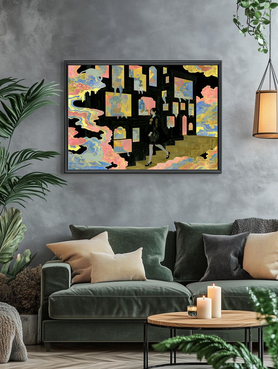 Surreal Cat Gallery Illustration Poster. — room view 4
