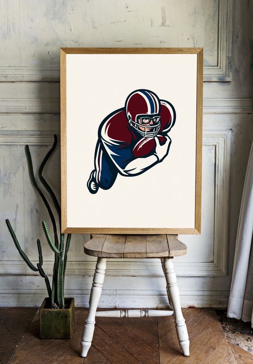 Football Player Illustration Poster. — room view 1