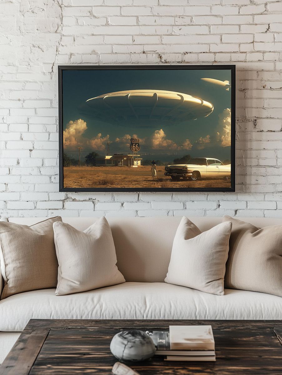 Route 66 UFO Sky Poster. — room view 1