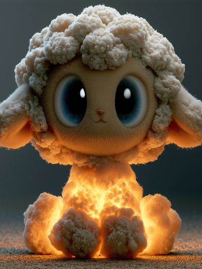 Cute Lamb Explosion Digital Art Poster.