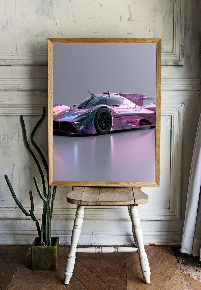 Neon Hypercar Illustration Poster. room preview