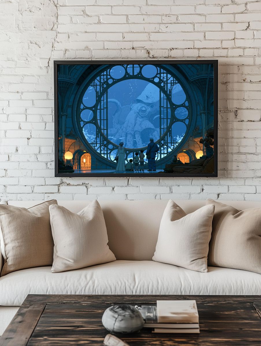 Underwater Octopus Observatory Print. room preview