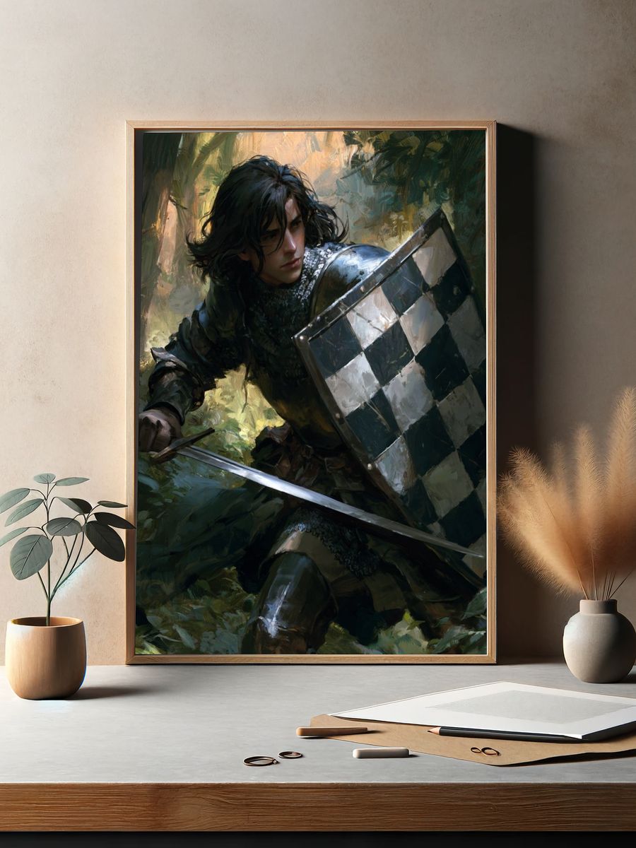 Forest Knight Digital Art Print. — room view 2