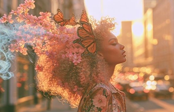 Butterfly Bloom Portrait Print. poster — illustration art
