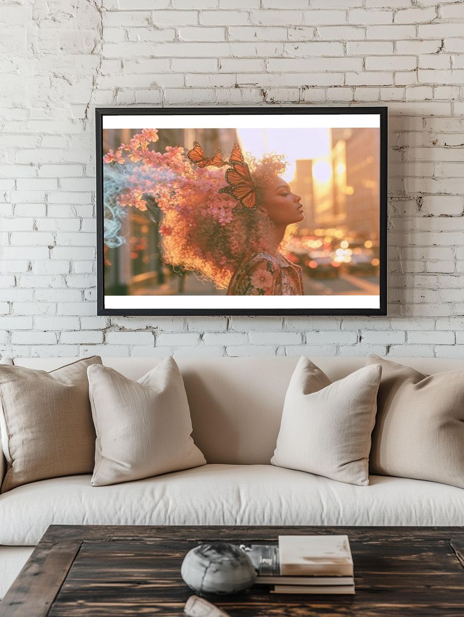 Butterfly Bloom Portrait Print. — room view 1