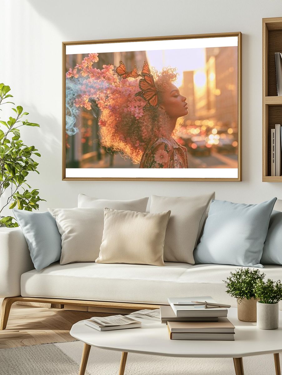 Butterfly Bloom Portrait Print. — room view 2
