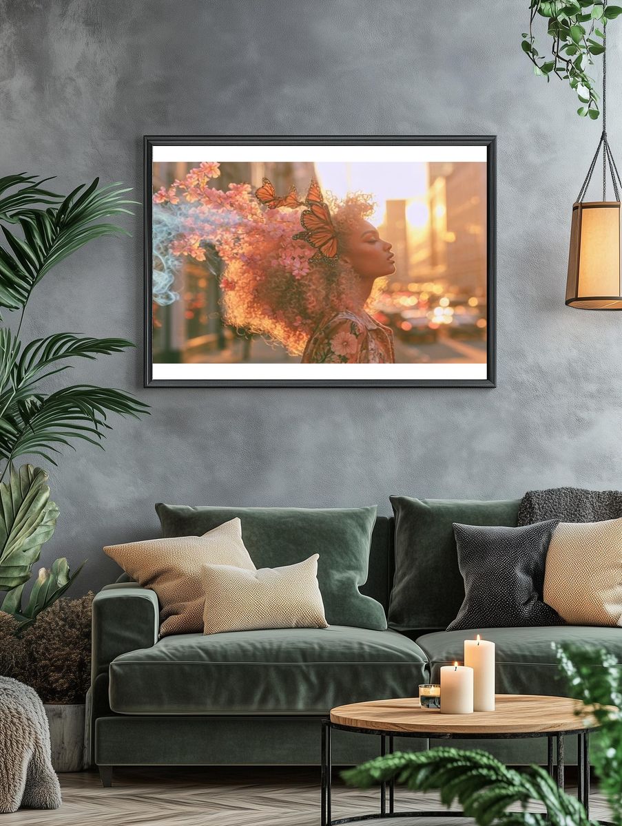 Butterfly Bloom Portrait Print. — room view 4