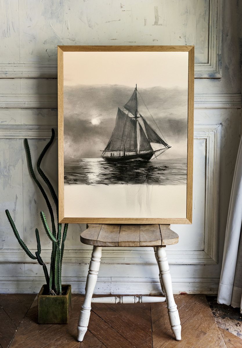 Sailing Ship at Sea — Fine-Art Print. — room view 1