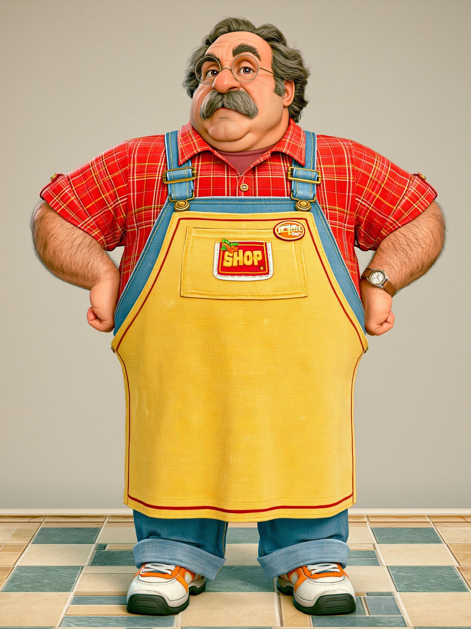Shopkeeper Character Illustration Poster. poster detail