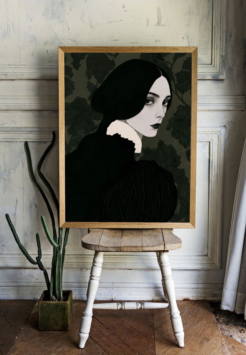 Gothic Portrait Illustration Poster. — room view 1