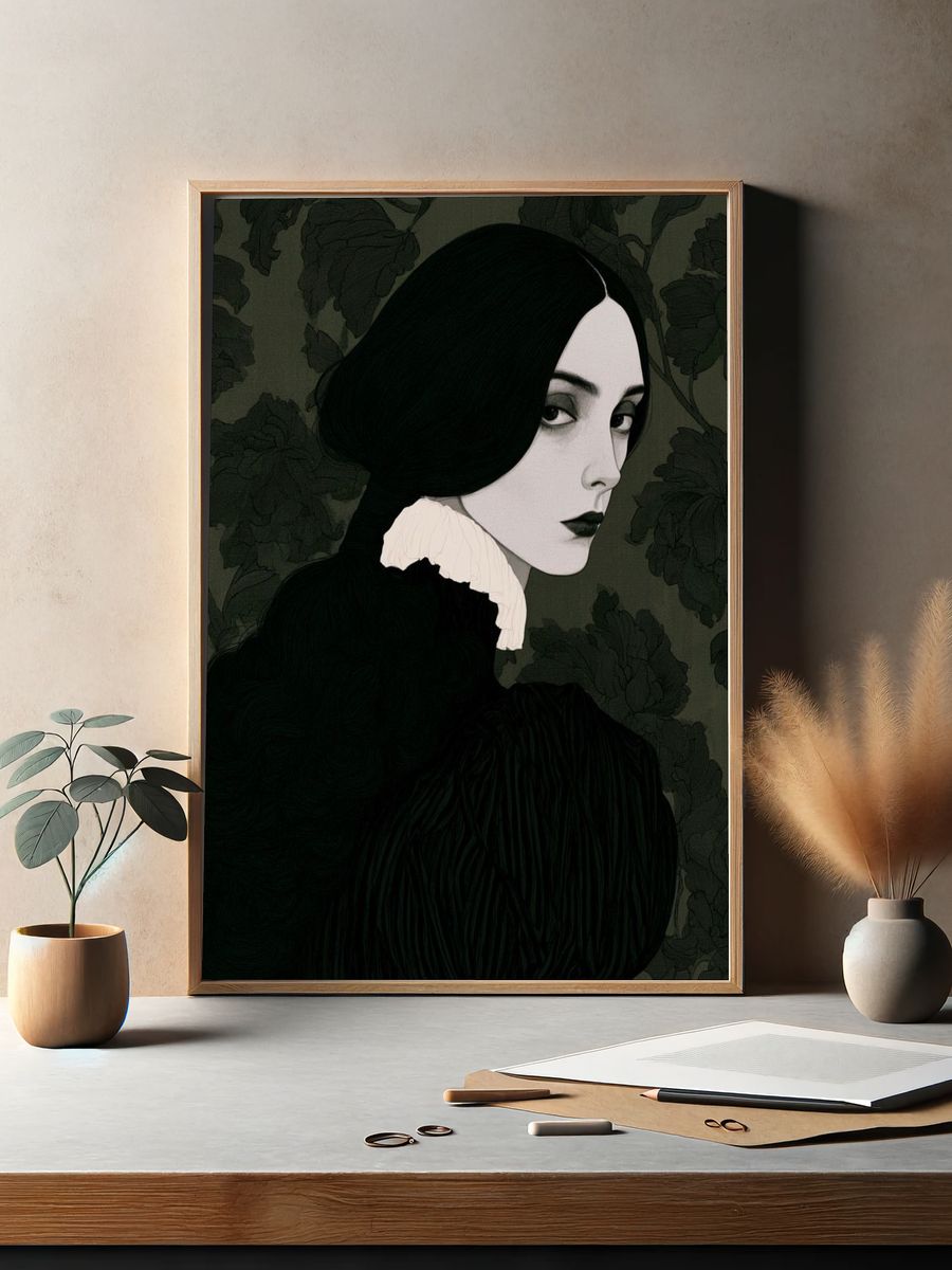Gothic Portrait Illustration Poster. — room view 2