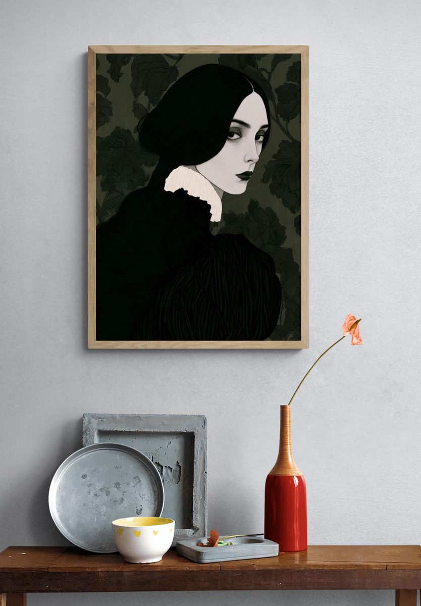 Gothic Portrait Illustration Poster. — room view 3