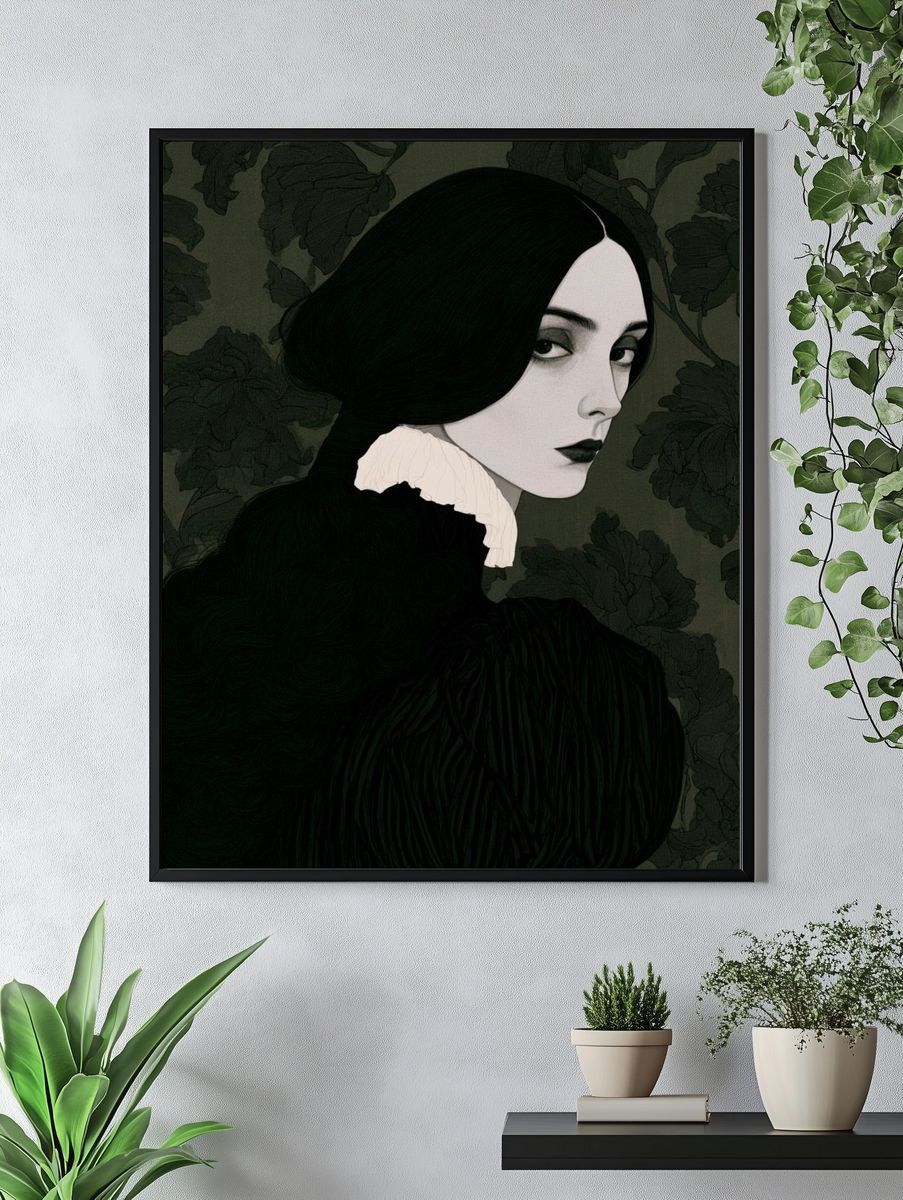Gothic Portrait Illustration Poster. — room view 4