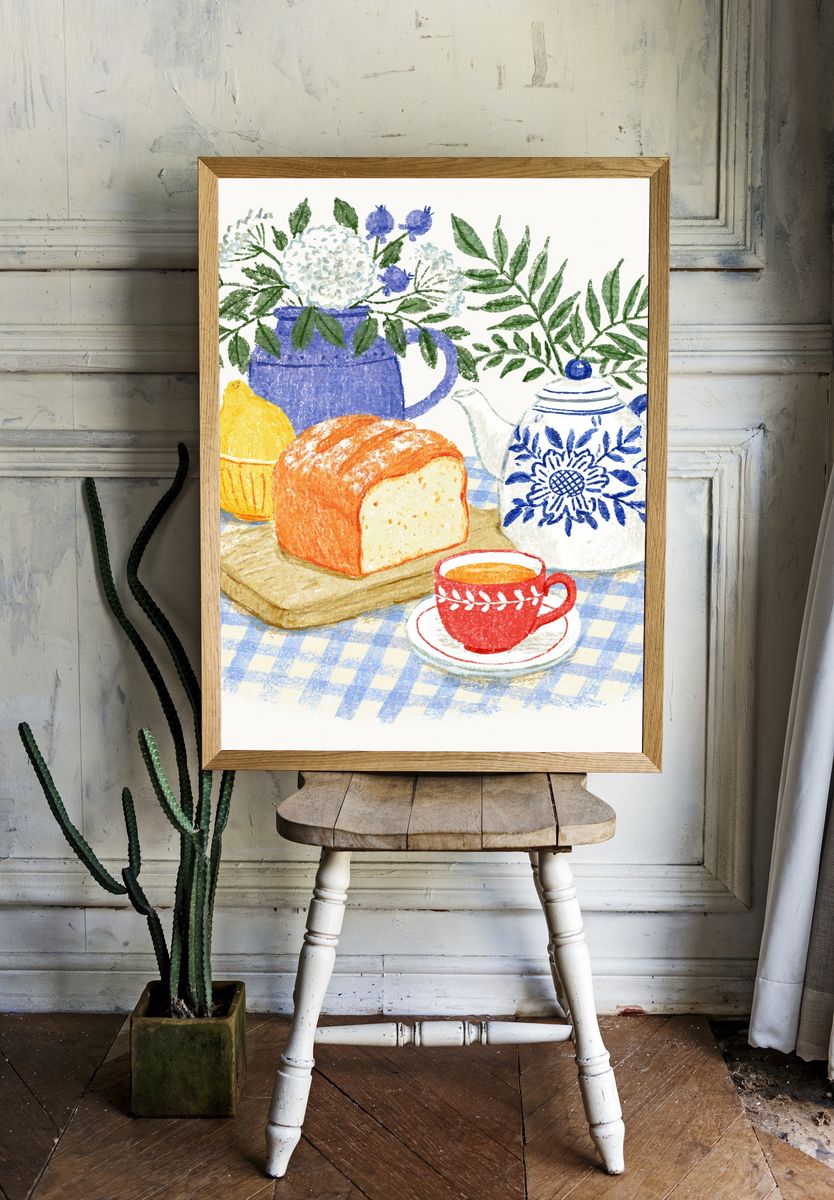 Cozy Tea Still Life Illustration Poster. — room view 1