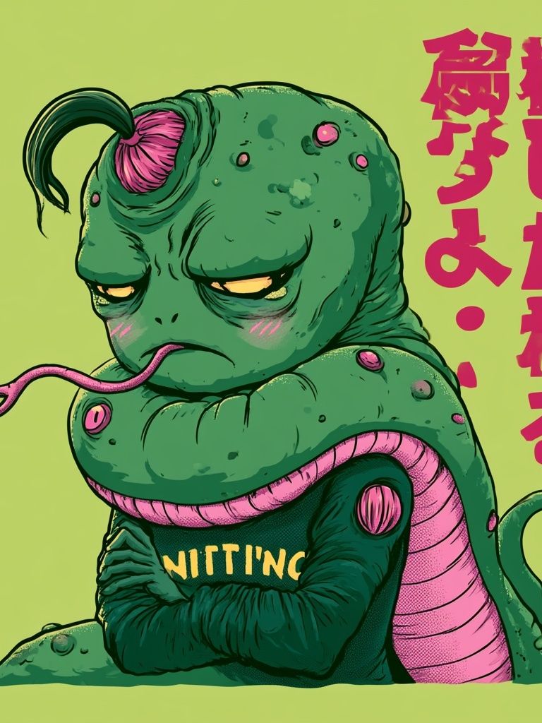 Grumpy Alien Creature Typography Poster. poster detail