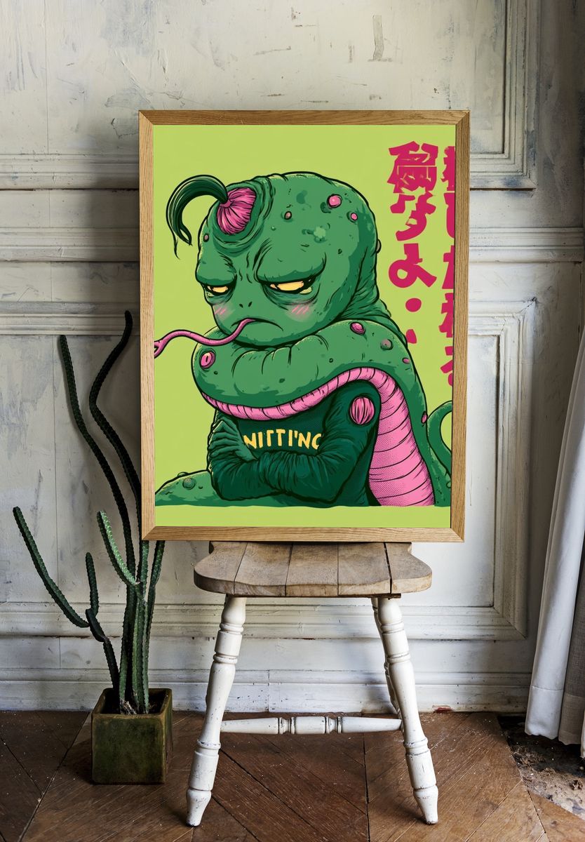 Grumpy Alien Creature Typography Poster. room preview