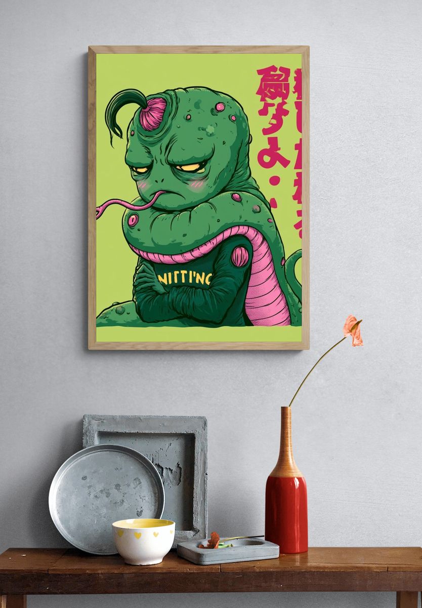 Grumpy Alien Creature Typography Poster. — room view 3