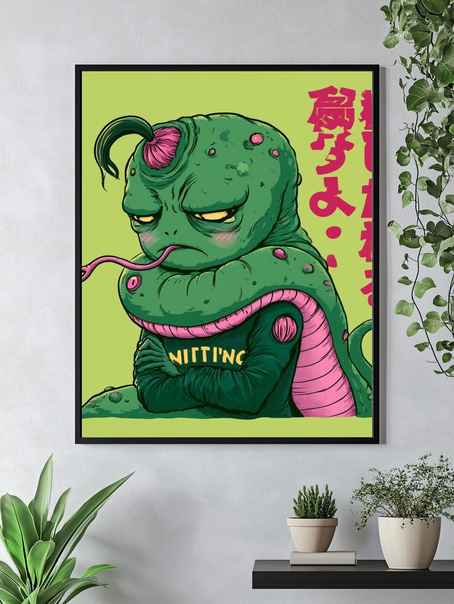 Grumpy Alien Creature Typography Poster. — room view 4