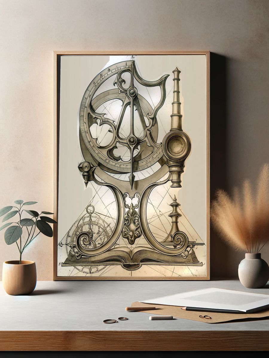 Steampunk Orrery Illustration Poster. — room view 2