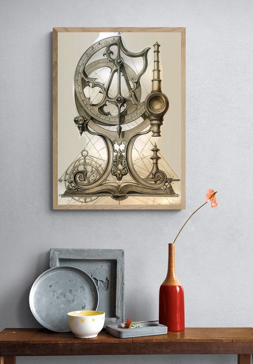 Steampunk Orrery Illustration Poster. — room view 3