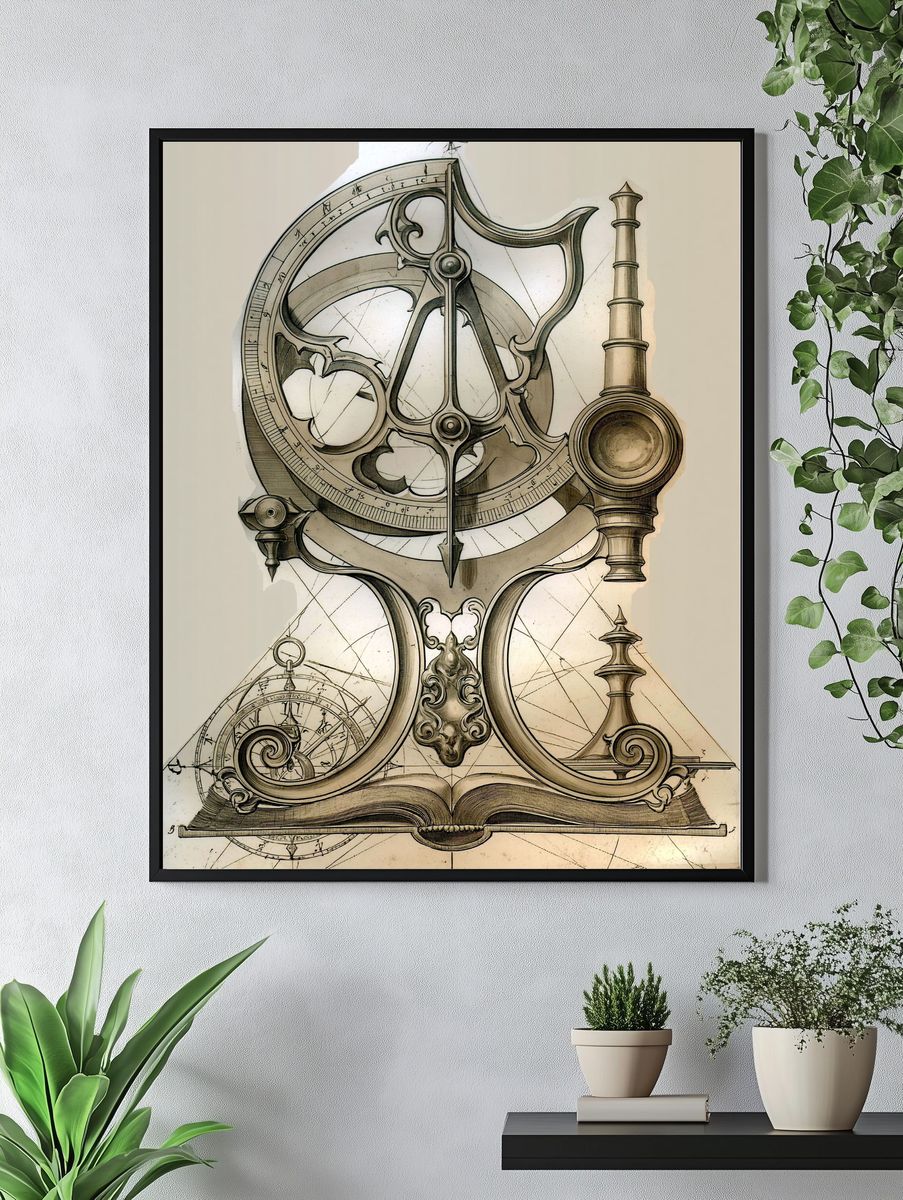Steampunk Orrery Illustration Poster. — room view 4