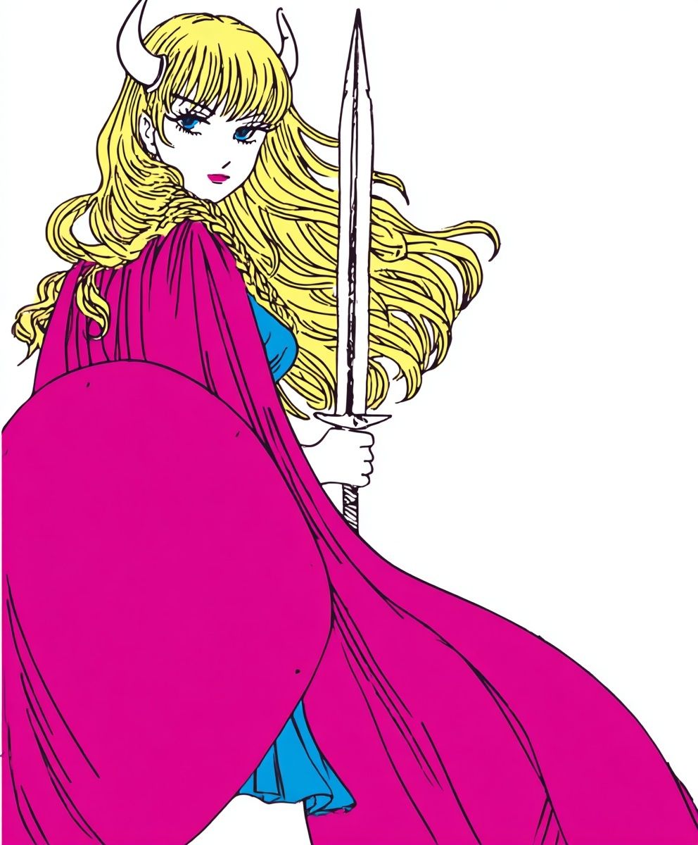 Horned Warrior Girl Illustration Poster. poster detail