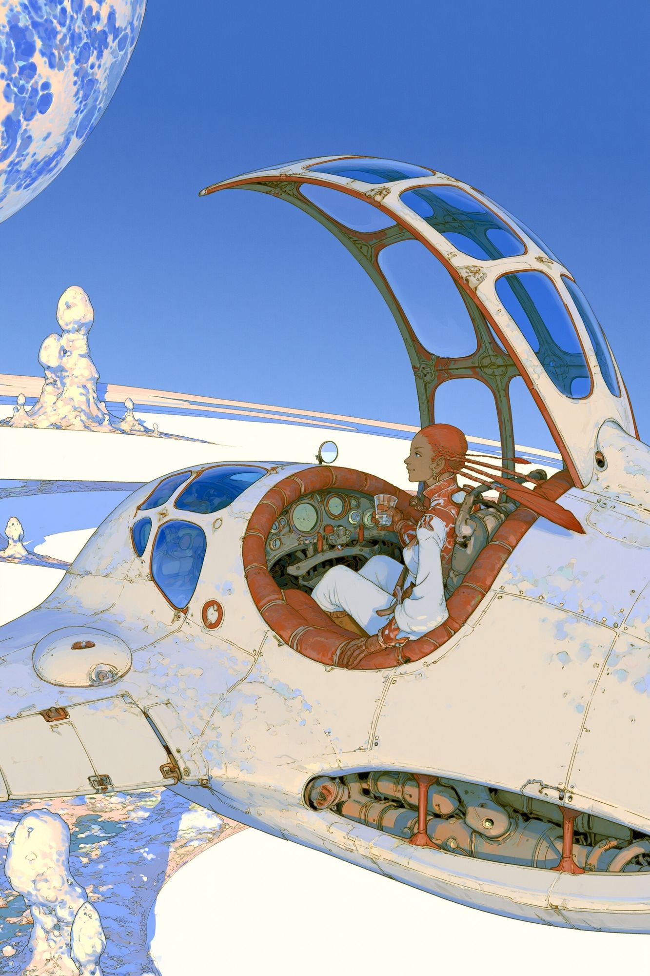 Retro Futuristic Spacecraft Illustration Poster. poster detail