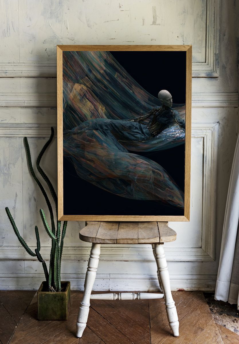 Surreal Floating Figure Fine-Art Print. room preview