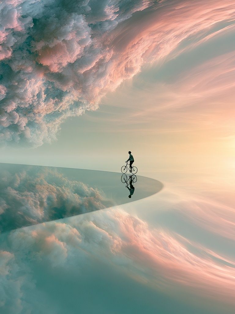 Dreamscape Cyclist Surreal Print. poster detail