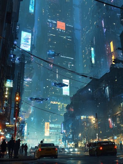 Neon Cyberpunk Cityscape Poster. poster print