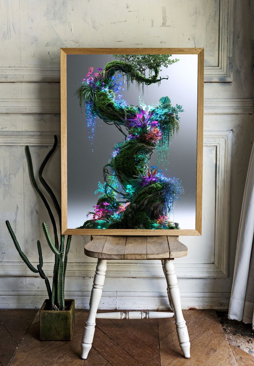 Enchanted Neon Tree Poster. room preview