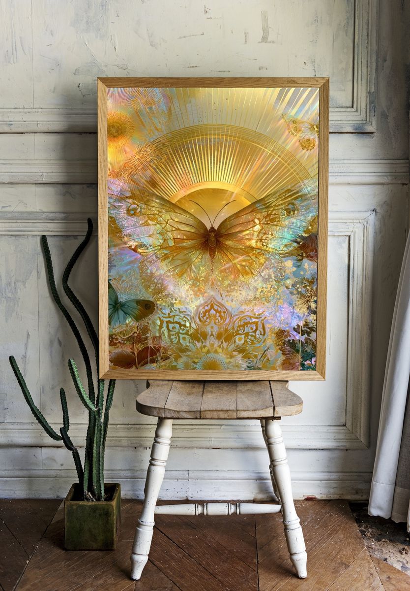 Golden Butterfly Dreamscape Poster. — room view 1