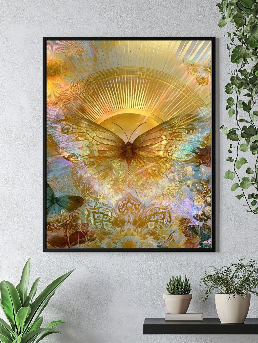 Golden Butterfly Dreamscape Poster. — room view 4