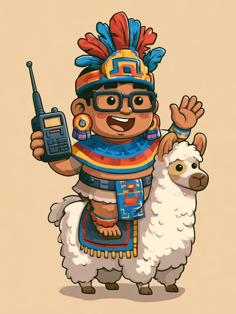 Andean Llama Rider Illustration Poster. poster — illustration art