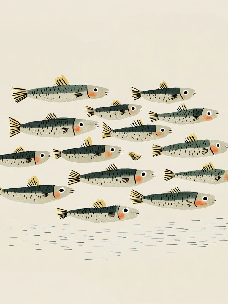 School of Fish Illustration Poster. poster — illustration art