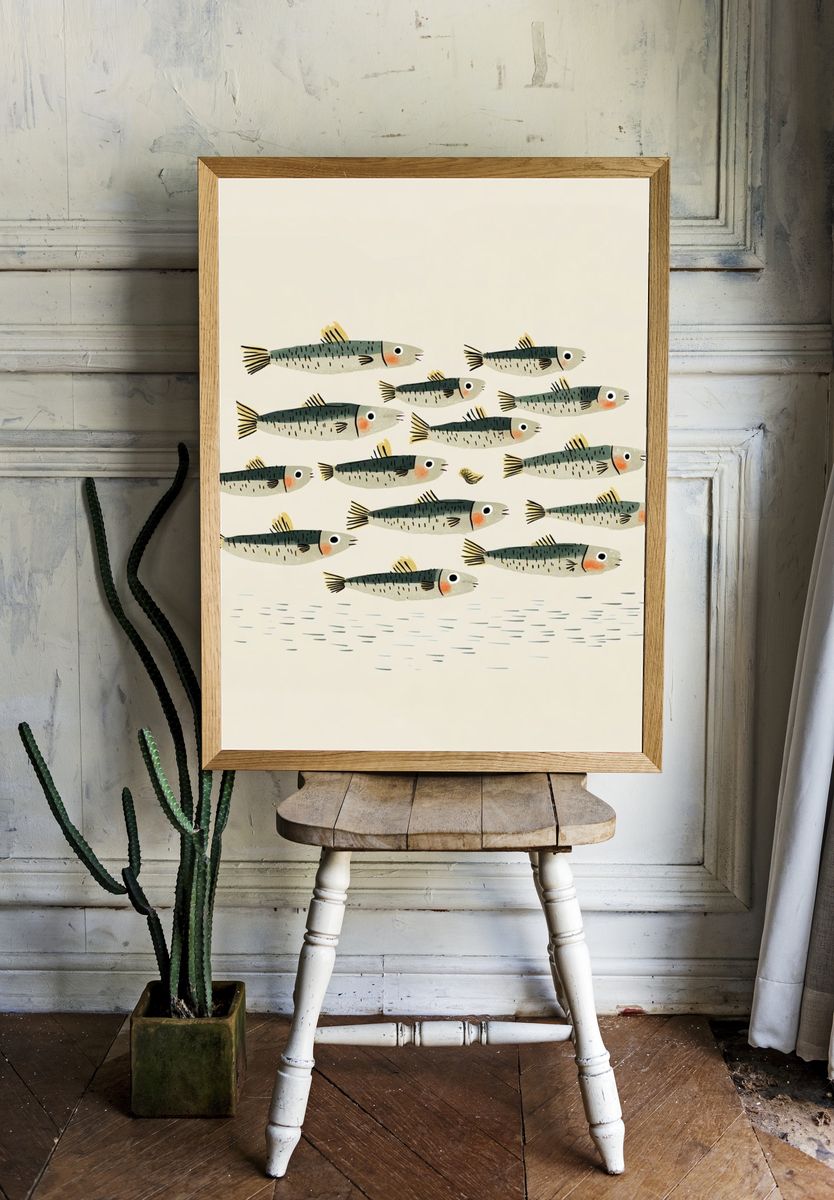 School of Fish Illustration Poster. room preview