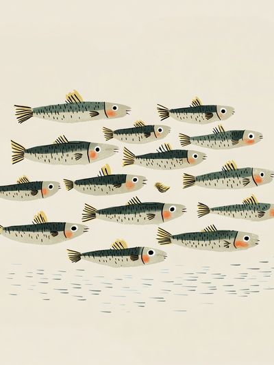 School of Fish Illustration Poster. poster print