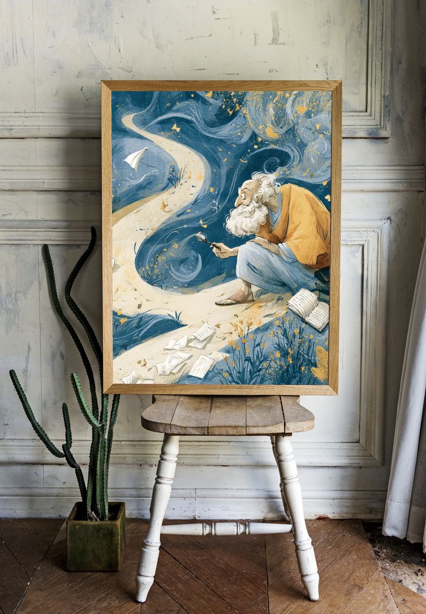 Dreamy Storyteller Illustration Poster. room preview